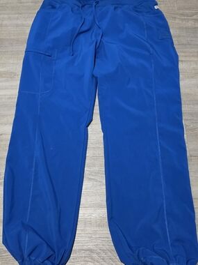 Womens Blue Scrub Pants - Drawstring Cargo Style